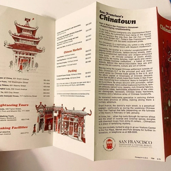 Vintage 1970s San Francisco Gray Line Chinatown Visitors Map Brochures Pamphlets - Picture 12 of 12